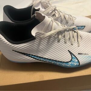 Nike White and Blue Soccer Cleats
